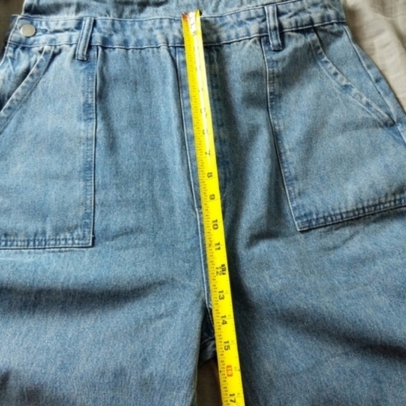 WeWoreWhat Slouchy Slit Overalls in Steel Jeans Pants Jumpsuit Wide Leg - Picture 5 of 11